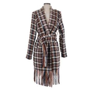 CAbi ~ Multicolor Partially Lined Polka Dot and Wool Fringe Tie Waist Coat